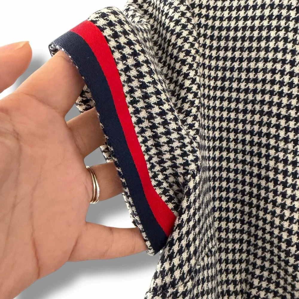 Boden Black & White Houndstooth Shift Dress with Red Trim - Picture 5 of 14